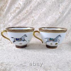 Hermes Paris Tea Cup and Saucer Cheval d'Orient N° 6 & N°1 Tableware 2 Sets
