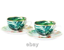 Hermes Passifolia Tea Cup Saucer Tableware 2 set Green Botanical Coffee Auth New