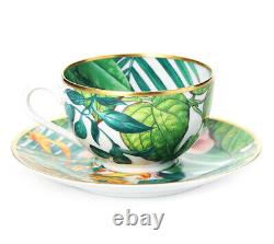 Hermes Passifolia Tea Cup Saucer Tableware 2 set Green Botanical Coffee Auth New