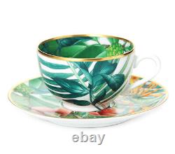 Hermes Passifolia Tea Cup Saucer Tableware 2 set Green Botanical Coffee Auth New