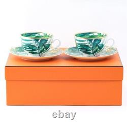 Hermes Passifolia Tea Cup Saucer Tableware 2 set Green Botanical Coffee Auth New