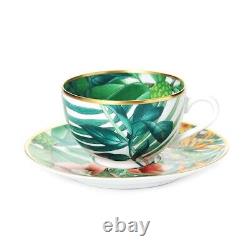 Hermes Passifolia Tea Cup Saucer Tableware Green Botanical Floral Auth New 200ml