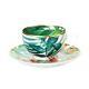 Hermes Passifolia Tea Cup Saucer Tableware Green Botanical Floral Auth New 200ml