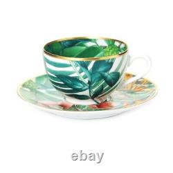 Hermes Passifolia Tea Cup Saucer Tableware Green Botanical Floral Auth New 200ml