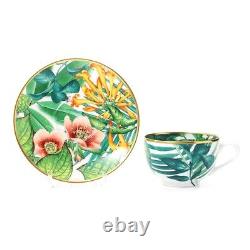 Hermes Passifolia Tea Cup Saucer Tableware Green Botanical Floral Auth New 200ml