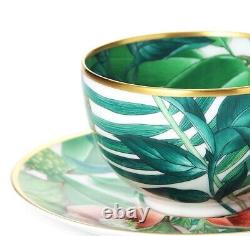 Hermes Passifolia Tea Cup Saucer Tableware Green Botanical Floral Auth New 200ml