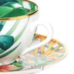 Hermes Passifolia Tea Cup Saucer Tableware Green Botanical Floral Auth New 200ml