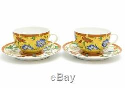 Hermes Porcelain Siesta Tea Cup Saucer Tableware set Yellow Floral Ornament New