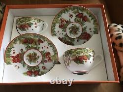 Hermes Pythagore Tea Cup Saucer Red Berry Tableware 2 set Coffee Cafe