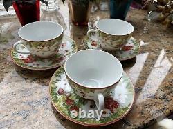 Hermes Pythagore Tea Cup Saucer Red Berry Tableware 2 set Coffee Cafe