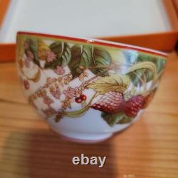 Hermes Pythagore Tea Cup Saucer Red Berry Tableware Coffee Auth Mint Unused Box