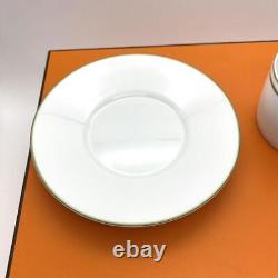 Hermes Rythme Green Tea Cup Saucer Tableware 2 set Coffee Cafe Latte Auth New