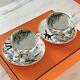 Hermes Tea Cup Saucer Carnets D'equateur White Gold Tableware 2 Set Auth New Box