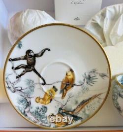 Hermes Tea Cup Saucer Carnets d'Equateur White Gold Tableware 2 set Auth New Box