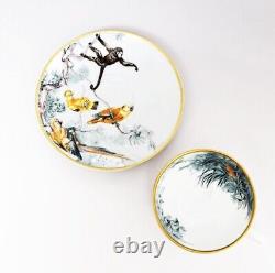Hermes Tea Cup Saucer Carnets d'Equateur White Gold Tableware 2 set Auth New Box