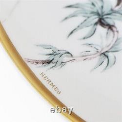 Hermes Tea Cup Saucer Carnets d'Equateur White Gold Tableware 2 set Auth New Box