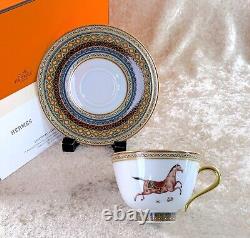 Hermes Tea Cup & Saucer Cheval d'Orient No. 3 Horse Porcelain Tableware with Case