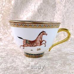 Hermes Tea Cup & Saucer Cheval d'Orient No. 3 Horse Porcelain Tableware with Case