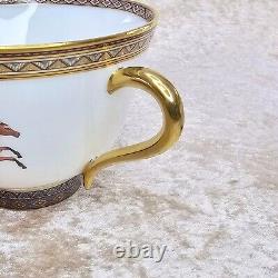 Hermes Tea Cup Saucer Cheval d'Orient No. 6 & 4 Horse Porcelain Tableware 2 Sets