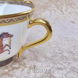 Hermes Tea Cup Saucer Cheval d'Orient No. 6 & 4 Horse Porcelain Tableware 2 Sets