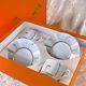 Hermes Tea Cup & Saucer Les Matins De L'etang Porcelain Tableware 2 Sets With Case