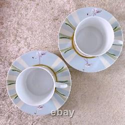 Hermes Tea Cup & Saucer Les Matins De L'etang Porcelain Tableware 2 Sets with Case