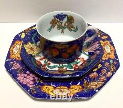 Hermes Tea Cup Saucer Plate Pierres d'Orient et d'Occident Tableware Blue 3 set