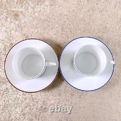 Hermes Tea Cup Saucer Rythme Rhythm RED & BLUE 2 Sets Porcelain Tableware withBox