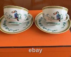 Hermes Toucans Tea Cup Saucer Tableware 2 set Animal Bird Coffee Auth New Unused
