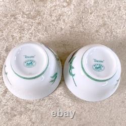 Hermes Toucans Tea Cup & Saucer with Top Cover Porcelain Tableware 2 Sets withCase
