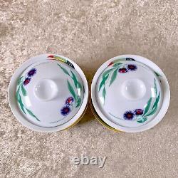 Hermes Toucans Tea Cup & Saucer with Top Cover Porcelain Tableware 2 Sets withCase