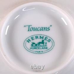 Hermes Toucans Tea Cup & Saucer with Top Cover Porcelain Tableware 2 Sets withCase