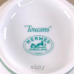 Hermes Toucans Tea Cup & Saucer with Top Cover Porcelain Tableware 2 Sets withCase