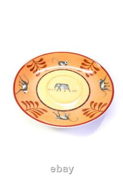 Hermes White Orange Yellow Ceramic Africa China Tea Cup Saucer Set Stamped