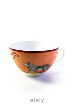 Hermes White Orange Yellow Ceramic Africa China Tea Cup Saucer Set Stamped
