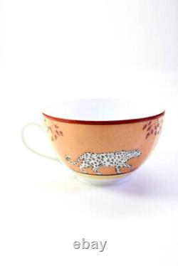 Hermes White Orange Yellow Ceramic Africa China Tea Cup Saucer Set Stamped