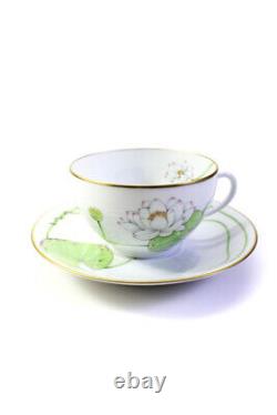 Hermes White Orange Yellow Ceramic Africa China Tea Cup Saucer Set Stamped