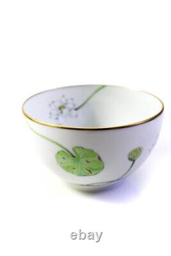 Hermes White Orange Yellow Ceramic Africa China Tea Cup Saucer Set Stamped