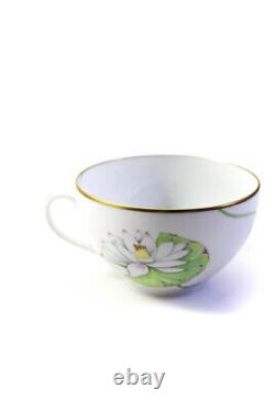 Hermes White Orange Yellow Ceramic Africa China Tea Cup Saucer Set Stamped