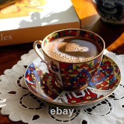 Imperial Porcelain Folk Patterns Teacup and Saucer Set LFZ Lomonosov Tea Cup