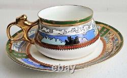 Imperial Russia Russian Lomonosov Lfz Bone China Tea Cup And Saucer Bilibin