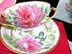 J P Limoges France Tea Cup And Saucer Cabbage Rose Pink Teacup Soup Bowl 1920s