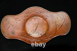 Japanese Antique Old Copper TEA CUP TRAY Chataku 5pcs, stamps on bottom