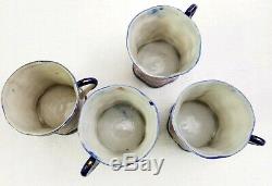 Japanese Tea Set Geisha Kutani Teapot 4 Cups 6 Saucers Hand Painted Vintage