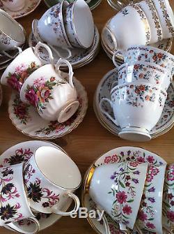 Job Lot 50 Pretty Vintage Tea Cups & Saucers- Ideal for use at Weddings