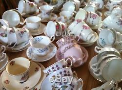 Job Lot 50 Pretty Vintage Tea Cups & Saucers- Ideal for use at Weddings