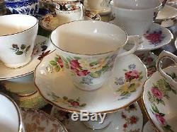 Job Lot 50 Pretty Vintage Tea Cups & Saucers- Ideal for use at Weddings