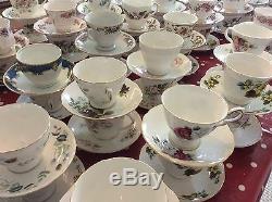 Job Lot 50 Pretty Vintage Tea Cups & Saucers- Ideal for use at Weddings