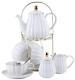 Jusalpha Porcelain Tea Set- 8 Oz White Coffee Cup/teacup Saucer Spoons Teapot