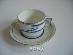 KPM 1925-1945 Demitasse cup & saucer set Art Deco Modern design blue white gold